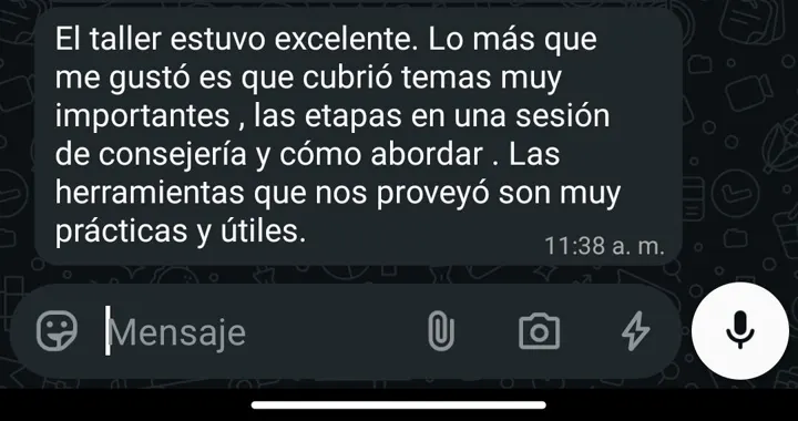 Mensaje de WhatsApp de Carmen Ramírez