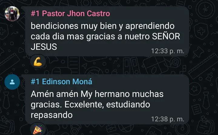 Mensajes de WhatsApp del Pastor Jhon Castro y Edinson Moná